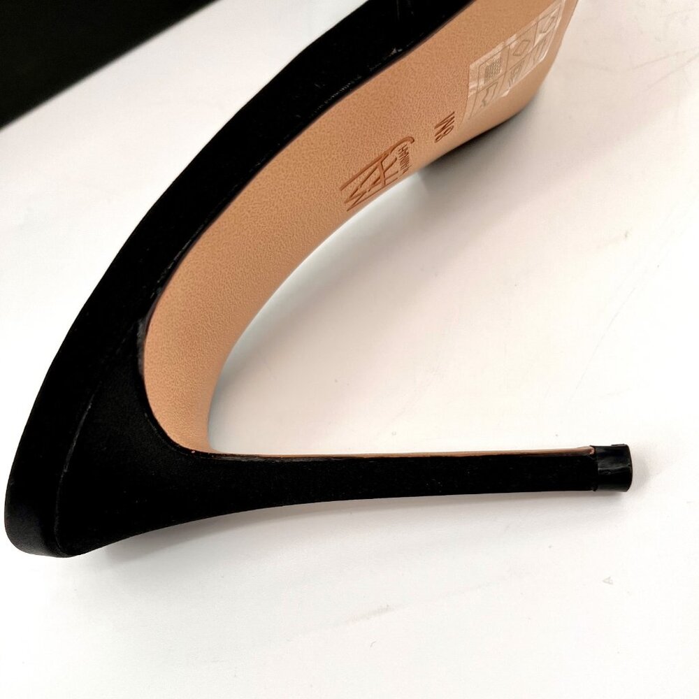 AAJ by Aminah Aviva Heart Mule Pumps Size 8M Black Microfiber Fabric Pointed Toe - Picture 14 of 16